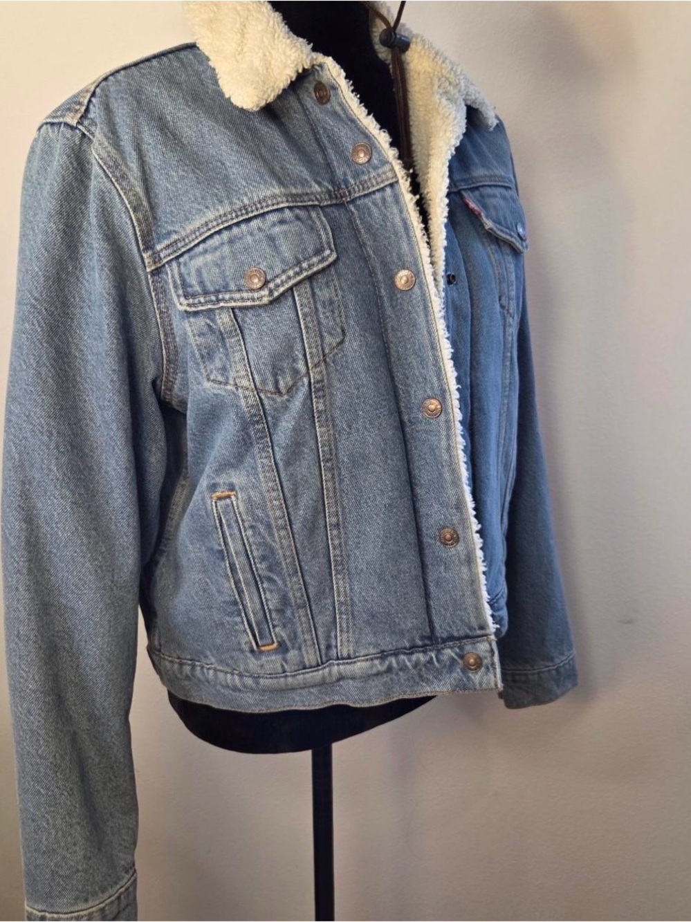Levi's Light Blue Denim Sherpa Jacket - Picture 5 of 5